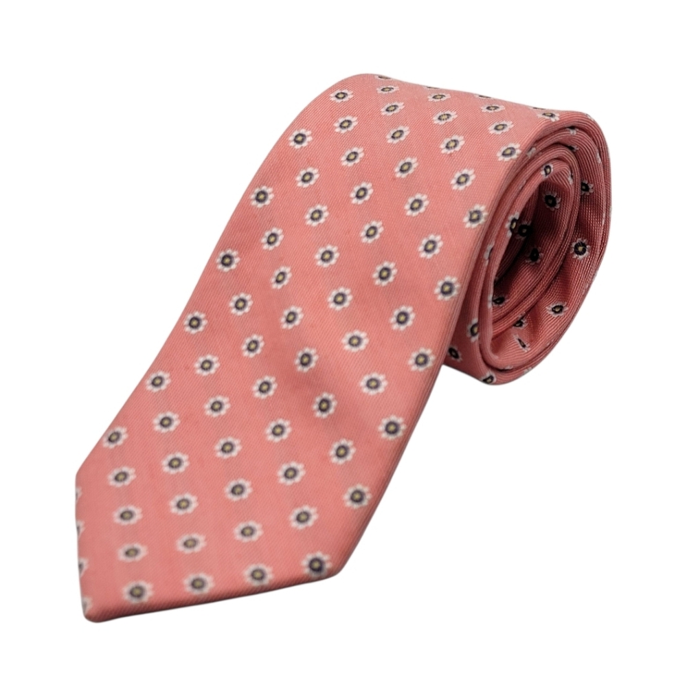 The Tie Bar Mens Necktie Linen and Silk‎ Blend Pink Floral Tie